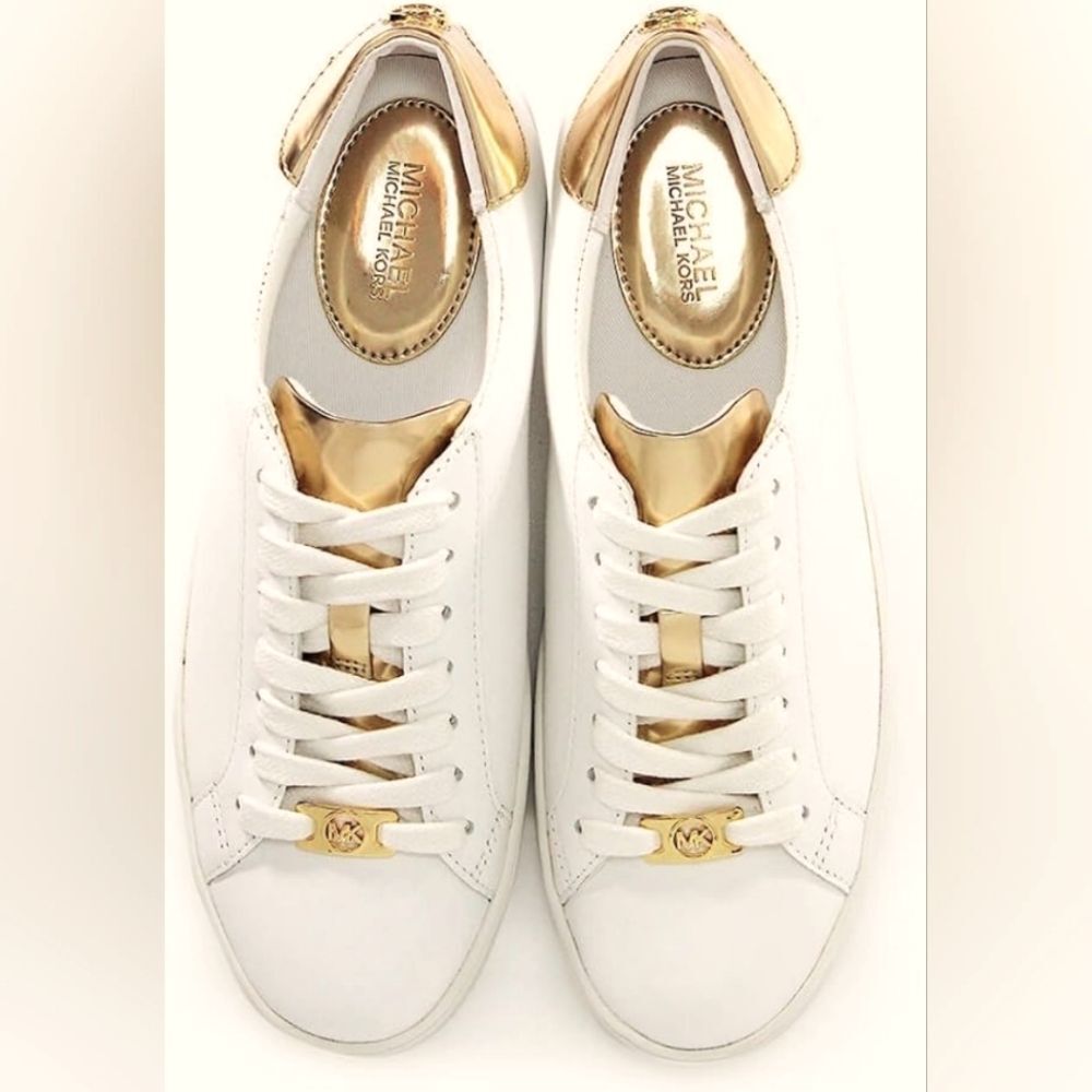Michael Kors Irving White Gold Leather Sneakers 9.5